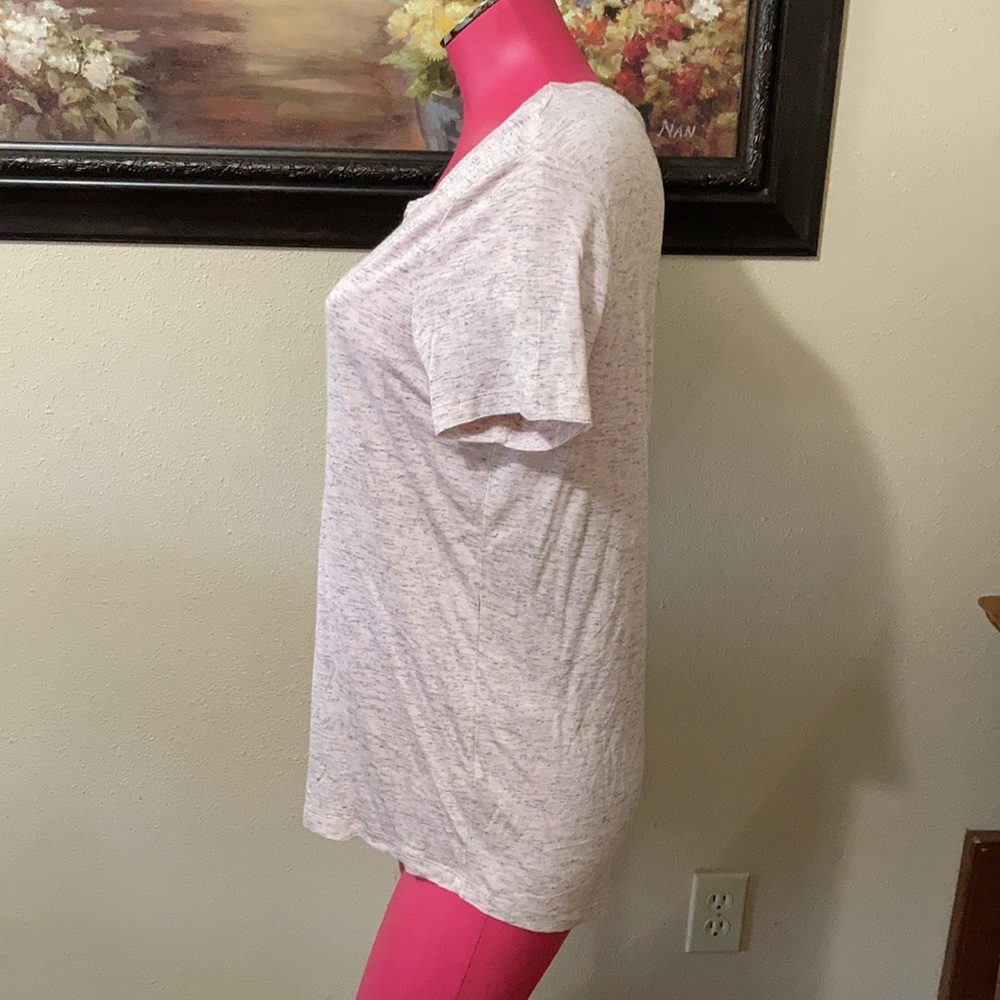 New with Tags! F & F Pink Blush Heathered Short Sleeve Shirt Stretch Women’s 8 - Picture 2 of 9